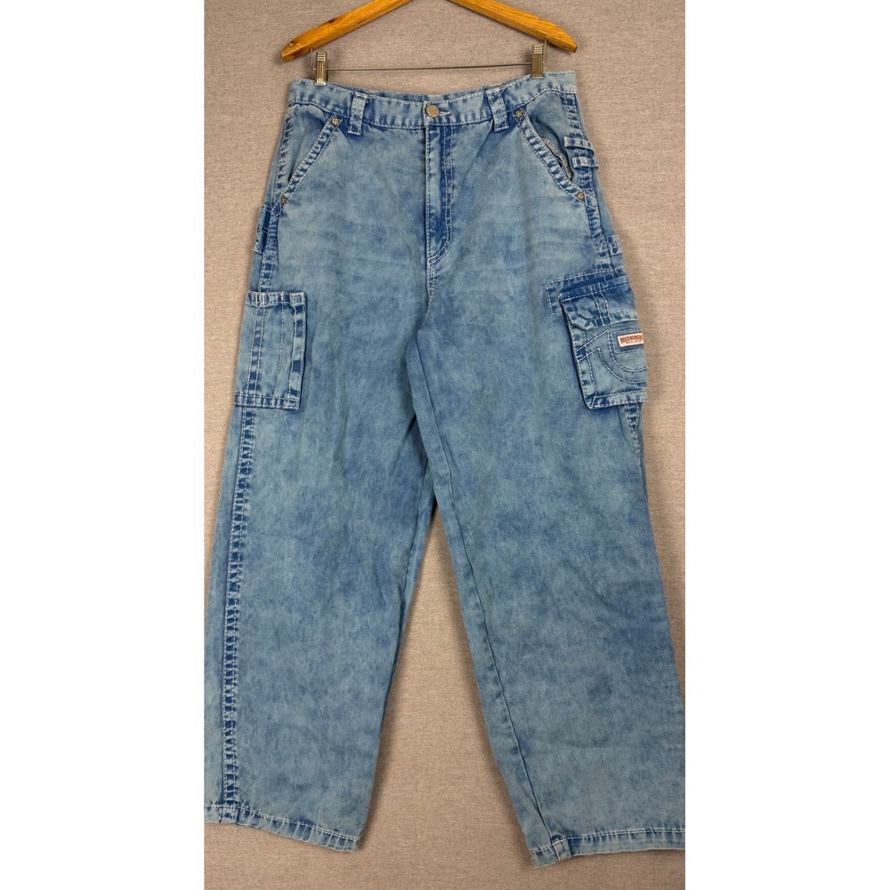 True Religion Baggy‎ Y2K Cargo Jeans Light Wash Wide Leg Denim Mens 34x31